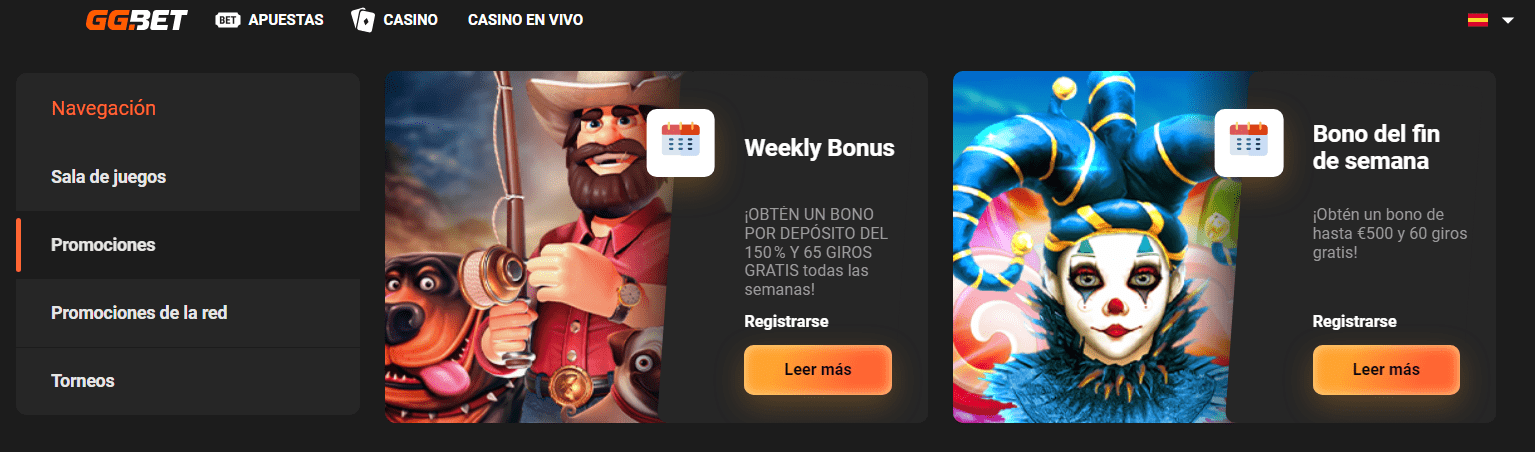 Promociones y bonos del casino GGBet