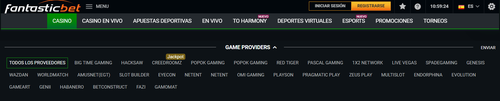 Proveedores de juegos de FantasticBet casino