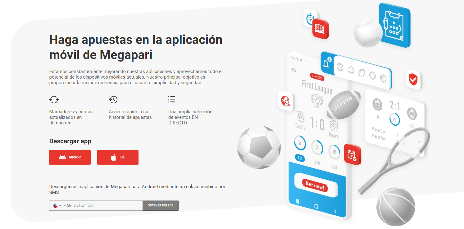 Aplicación móvil Megapari casino