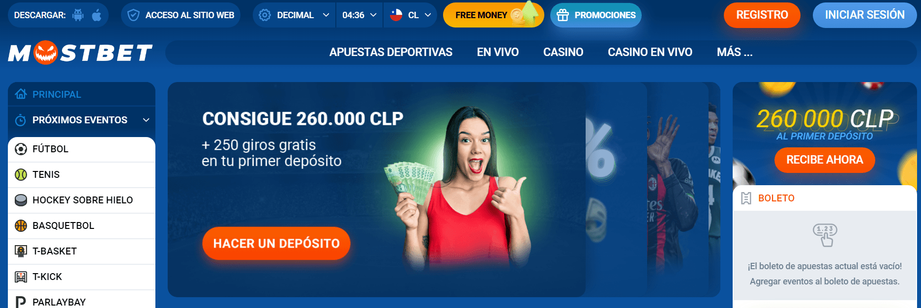 Bono de bienvenida Mostbet casino