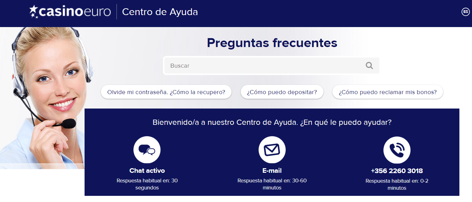 Soporte al cliente en CasinoEuro