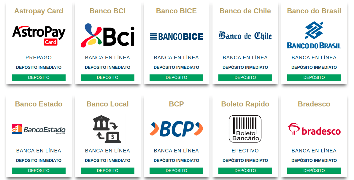 Metodos de pago en Europa Casino