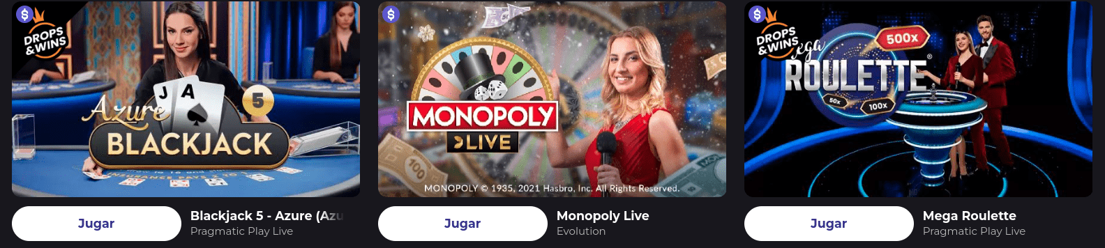 SuperBoss con juegos en vivo