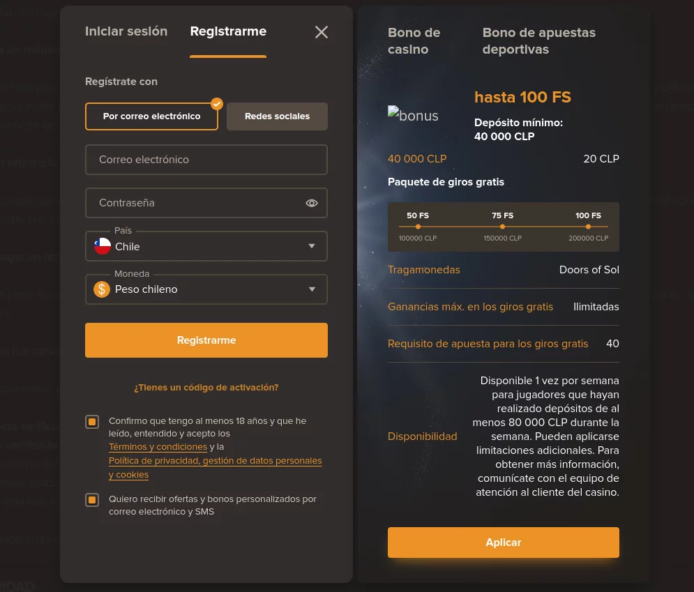 cuenta en Sol Casino