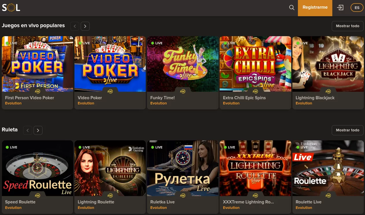 Sol Casino en vivo