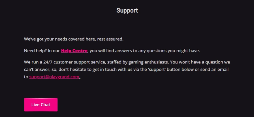 Servicio de atención PlayGrand