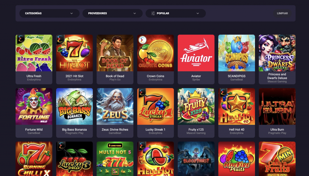 Juegos en Candy Casino