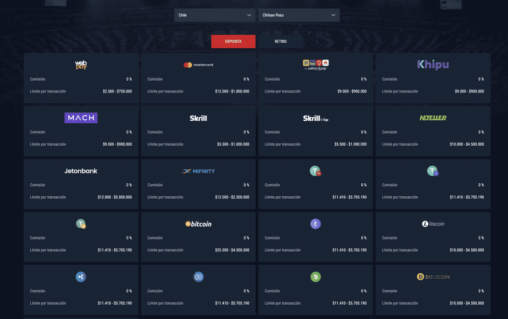 Metodos de pago en Casinado