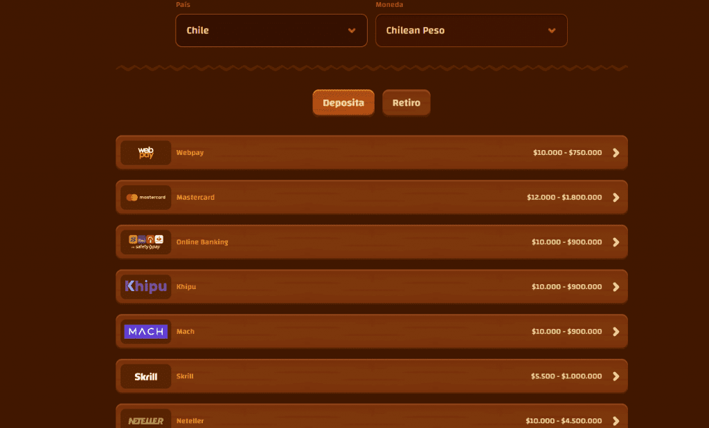 Métodos de pago de Tiki Casino