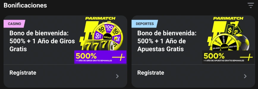 Bonos de Parimatch
