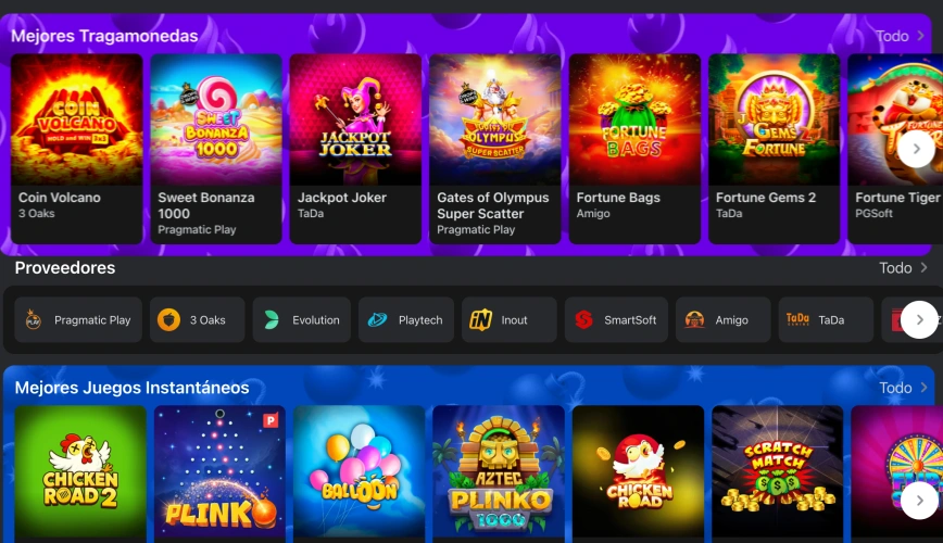 Tipos de juegos en Parimatch